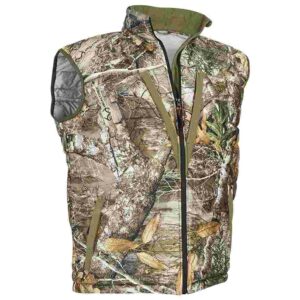 Camouflage hunting vest with zip closure