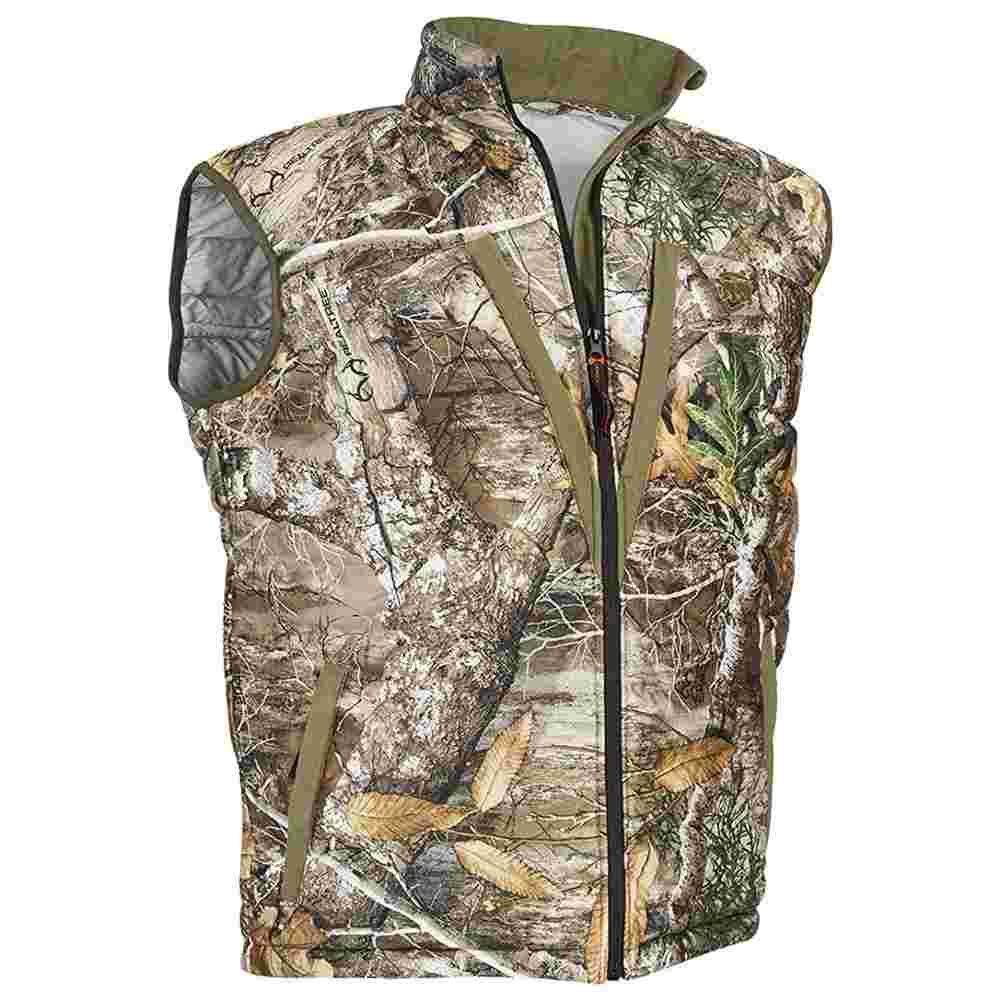 Camouflage hunting vest with zip closure