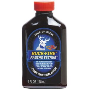 Buck-Fire Raging Estrus hunting lure bottle