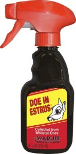 Doe scent spray bottle for deer hunting