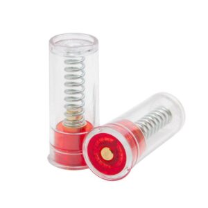 Red plastic snap caps for firearms training