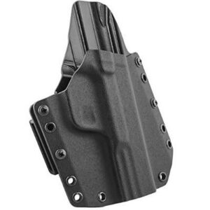Black gun holster with belt attachment