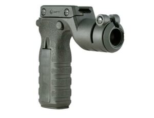 Black tactical foregrip with adjustable angle feature.