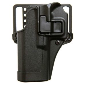 Black tactical holster, close-up view