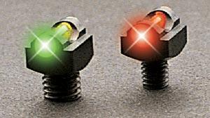 Green and red LED indicators on screws