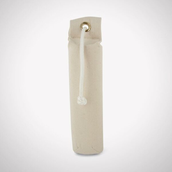 Canvas sword pouch with drawstring detail.
