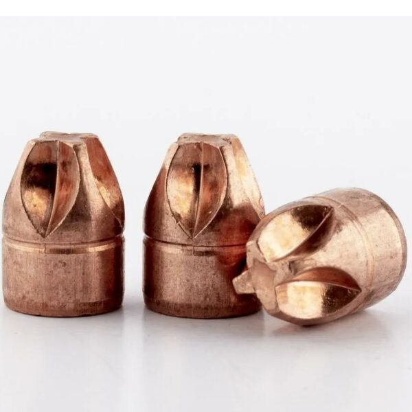 Copper bullets on white background.