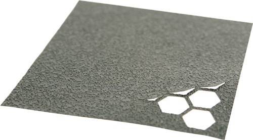 Textured rubber mat with honeycomb cutout design