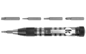 Multi-bit screwdriver with four interchangeable heads