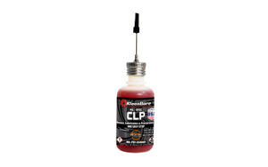 KleenBore CLP gun cleaning solvent bottle with nozzle.