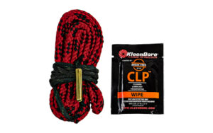 Gun cleaning kit with rope and wipe packet.