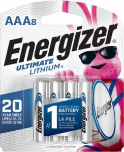Energizer Ultimate Lithium AAA batteries packaging.