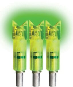 Glowing green LED archery nocks