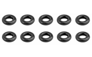 Ten black rubber O-rings in two rows