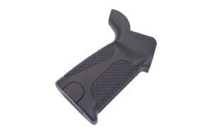 Black ergonomic pistol grip with textured surface.