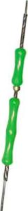 Green ergonomic knitting needle tool with hooks