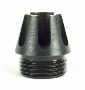 Black metal industrial threaded component