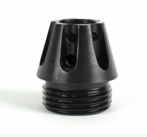 Black metal nozzle with vent holes