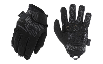 Black tactical gloves with textured grip surface.