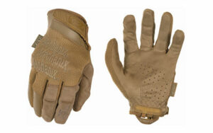 Tan mechanic gloves with brand logo.
