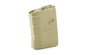 Beige rifle magazine on white background