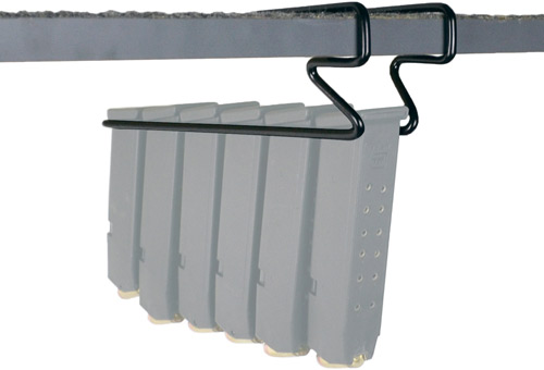Under-shelf magazine storage rack for firearms