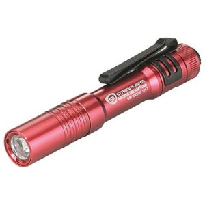 Red LED flashlight with pocket clip