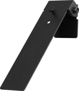 Black metal bracket with mounting holes