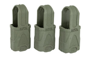 Three Magpul magazine grips on white background