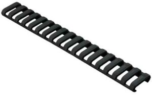 Black plastic cable management clip with slots
