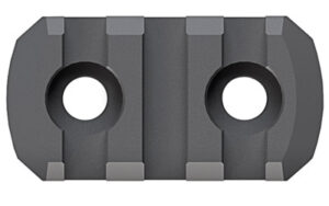 Industrial metal component with two circular holes.