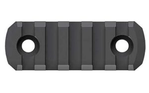 Black rail mounting plate with holes and grooves