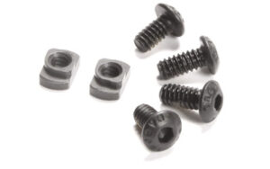 Hex screws and nuts on white background