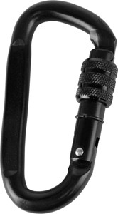 Black locking carabiner for climbing and safety