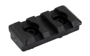 Black plastic mounting rail with two slots