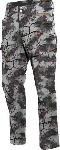Camouflage pants with multiple pockets.