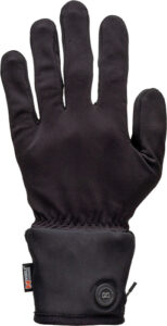 Black heated glove with touch controls