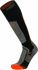 Black and gray thermal heated ski sock