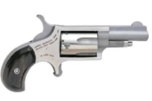 Silver handgun with black handle