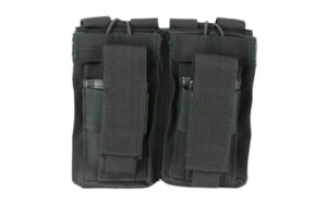 Black tactical pouches for military gear storage.