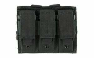 Tactical black MOLLE pouch with three compartments