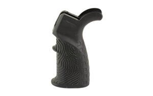 Black ergonomic grip with textured surface