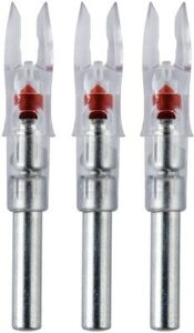 Three silver and red plastic auto fuses