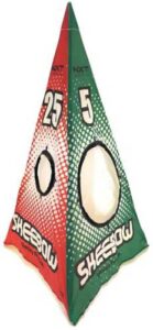 SkeeBow pyramid inflatable game with numbered targets.