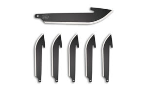 Five serrated replacement blades for outdoor gear
