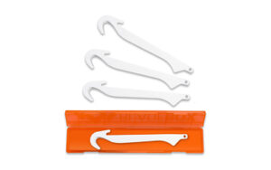 Set of tire levers with orange case.