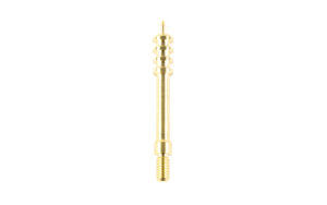 Gold dental implant screw isolated on white background.