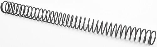 Coiled black metal spring on white background