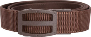 Brown woven belt with rectangular buckle
