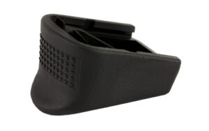 Black plastic grip extension for handgun magazine